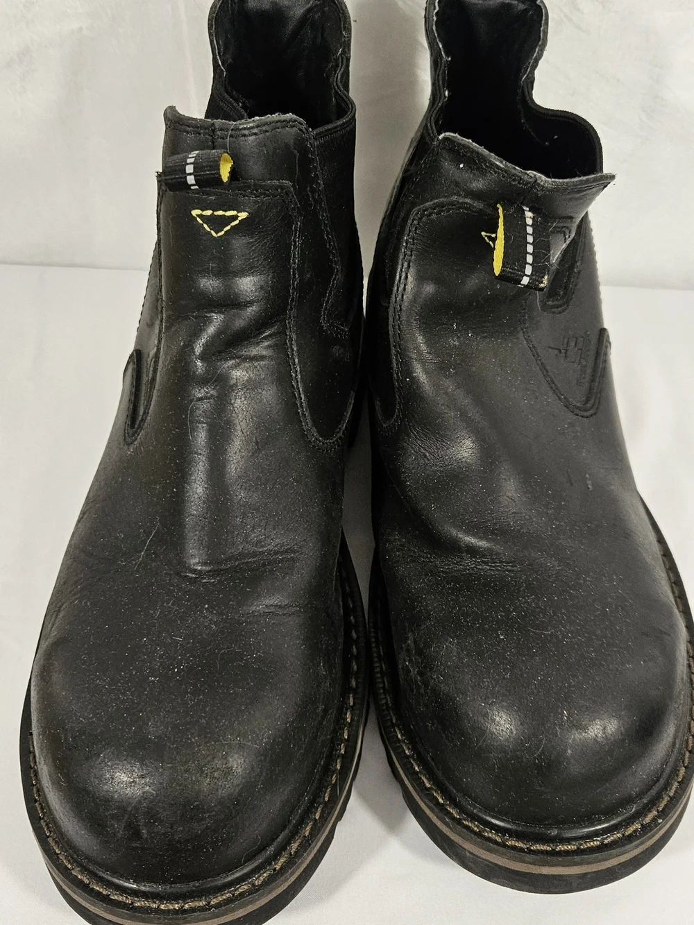 Men's Black Leather Slip-On Work Boots #286